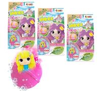 INKEE Boule de bain Princesse Pack de 3 - Bombes de Bain Enfant avec Surprise, Figurine Princesse à l'intérieur, Parfum Barbe à Papa & Huile d’Amande Douce - 3x 100g, Rose & Violet