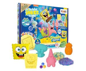 INKEE Coffret BOB L'ÉPONGE - Set de Bain Avec 7 Additifs pour Enfants, Bombes et Sels de Bain, Accessoire - Enrichi à l'Huile d'Avocat