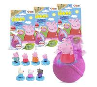 INKEE PEPPA PIG - Pack de 3x Bombes de bain enfant, Boules de bain Surprise avec figurine Peppa Pig à l'intérieur - Parfum Sorbet Fraise, testé dermatologiquement