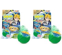 INKEE Surprise Blade Toupie de combat - 1x Boule de bain avec Surprise à l'intérieur - 1 mini toupie de combat BLADE - Bombe de bain 100g au beurre de cacao, Parfum Chocolat, rouge et vert (Lot de 2)