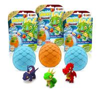 INKEE Surprise Dragons Lot de 3 bombes de bain pour enfants avec surprise | Bombes de bain pour enfants au parfum cola-orange , figurine de dragon à l'intérieur (3 x 100 g)