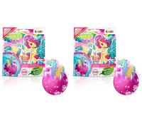 INKEE Surprise XXL Galupy Unicorn - Bombe de bain enfant, Boule de bain enfant avec surprise à l'intérieur, Figurine Licorne à collectionner - Huile de jojoba & parfum bonbon, 180 g (Lot de 2)