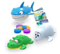 INKEE Toys Wind-Up Drop Ocean - Jouets Bain bébé à remonter - Jeu de Bain Enfant avec Requin Bleu, Crocodile Vert et Phoque Blanc - Jouets pour Le Bain avec Mini Bombes de Bain