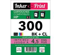INKER PRINT P-R300 - Pack de 2 Cartouches d’Encre XL (1 x Noir + 1 x Couleur), compatibles avec HP 300 BK + CL
