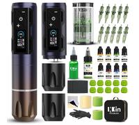 INKin Kit Machine à Tatouer -Machine a Tatouer Kit Complet avec Machine Tatouage 2pcs Batterie 1800mAh, 4.0mm Stroke Length, 20pcs Aiguille Tatouage et 8 Encre Tatouage pour Artistes Tatoueurs- CL4