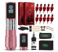 INKin Machine a Tatouer Kit Complet, Machine Tatouage avec Course Réglable 2,0-4,5mm et Écran Numérique OLED, Kit Tatouage avec 2pcs 1800mAh Batterie 20pcs Aiguille Tatouage pour Tatoueur -Inferno