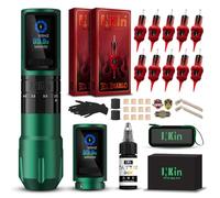 INKin Machine a Tatouer Kit Complet, Machine Tatouage avec Course Réglable 2,0-4,5mm et Écran Numérique OLED, Kit Tatouage avec 2pcs 1800mAh Batterie 20pcs Aiguille Tatouage pour Tatoueur -Inferno