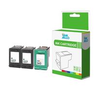 Inkjello Compatible Cartouche d'encre de Remplacement pour HP Photosmart C4150 C4160 C4180 C4183 C4188 C4190 D5145 D5155 D5160 D5163 D5168 337 343 (Noir, Couleurs 3-Pack)