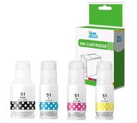 InkJello Compatible Encre Cartouche Remplacement pour Canon Pixma G1520 G2520 G2560 G3520 G3560 G1560 GI-51 (Noir, Cyan, Magenta, Jaune, 4-Pack)