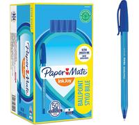 Inkjoy 100 Cap Ultra Ballpoint Pen Ultra Fine Tip (0.5mm) Blue Pack Of 50