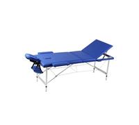 vidaXL Table pliable de massage Bleu 3 zones avec cadre en aluminium Bleu