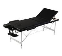 Inklapbare massagetafel 3 zones met aluminium frame (zwart)110092