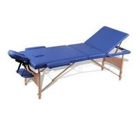 Inklapbare massagetafel 3 zones met houten frame (blauw)110079 Bleu G