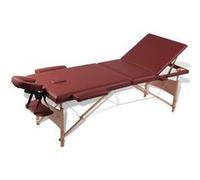 Table de Massage Pliante 3 Zones Rouge Cadre en Bois Rouge