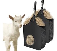 INKNOTE Lot de 2 sacs à foin à suspendre en tissu Oxford de qualité supérieure avec anneau en métal et sangle réglable pour chevaux, ânes, vaches, alpagas, autruches ou autres animaux Noir