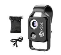 Inkoby Lentille de microscope grossissant 200X avec lumière LED CPL Mobile Micro-Pocket Macro Lens pour iOS Android les smartphones B