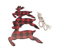 Inkoby Lot de 10 décorations à suspendre pour sapin de Noël en bois - Ornements d'un côté - Treillis rouge flocon de neige - Cadeau de Noël 5