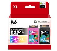 iNKPAD Cartouches d'encre PG-545XL CL-546XL PG545 CL546 XL pour imprimante Canon 545 546 XL PG 545XL CL 546XL pour Pixma MX490 MX495 TR4550 TR4551 MG2550s MG2555s TS3150 TS3151 (1 Noir, 1 Couleur)