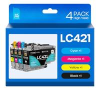 iNKPAD LC421 Cartouches d'encre Compatible pour Brother LC 421 LC421XL Cartouche d'impression pour Brother DCP-J1050DW Cartouches MFC-J1010DW DCP-J1140DW (4 pièces, Noir, Cyan, Magenta, Jaune)