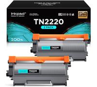 iNKPAD Toner Toner TN2220 TN 2220 Compatible pour Brother TN2220 TN-2010 pour Brother MFC-7360N MFC-7460DN MFC-7860DW FAX-2840 FAX-2940 HL-2130 HL-2240 HL-2250DN HL-2135W DCP-7055 DCP-7055W (2 Noir)