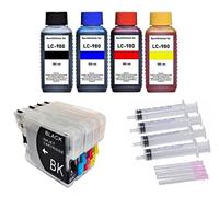 Inkpro Cartouches Rechargeable comme LC-980 + 4 x 100 ML d'encre Black, Cyan, Magenta, Yellow