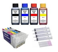 Inkpro - Cartouches Rechargeables T35 XL + 400 ML d'encre Noire, Cyan, Magenta, Jaune Compatible avec Epson Workforce Pro WF-4720, WF-4725, WF-4730, WF-4735, WF-4740