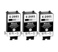 Inkpro Lot de 3 cartouches d'encre T2661 - E2661 - Noir - Compatible avec Epson 266 Black C13T26614010 - Série globe pour Workforce WF-100W, WF-110W