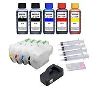 Inkpro Lot de 4 cartouches d'encre rechargeables LC-3219 XL avec jetons + adaptateur de puce + 500 ml d'encre de recharge pour MFC-J5330, J5335, J5730, J5830, J5930, J6530, J6535, J6730, J6930, J6935