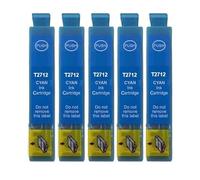 Inkpro Lot de 5 Cartouches d'Encre Imprimante Compatibles Epson T2712, T27XL Cyan pour Workforce WF-3620, 3620, 3640, 7110, 7210, 7610, 7615, 7620, 7710, 7715, 7720