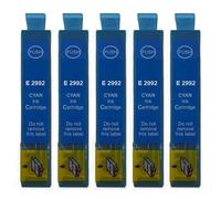 Inkpro Lot de 5 cartouches d'encre imprimante compatibles Epson T2992 Cyan pour Expression Home XP-235, 245, 247, 255, 257, 332, 335, 342, 345, 352, 355, 432, 435, 442, 445, 452, 455
