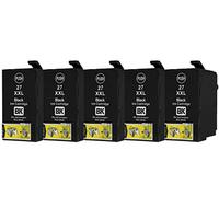 Inkpro Lot de 5 cartouches d'encre XXL compatibles avec Epson T2711, T2791 Black pour Workforce WF-3620, 3620, 3640, 7110, 7210, 7610, 7615, 7620, 7710, 7715, 7720
