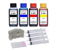 Inkpro Refill Kit de Recharge 4 x 100 ML d'encre + réinitialiseur de Puce USB pour Cartouches E 603, E 603 XL Noir, Cyan, Magenta, Jaune