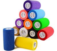 Inksafe Lot de 12 Bandes Cohésives Auto-Adhérentes, Élastiques et Résistantes Idéales pour Bandages Vétérinaires, Entorses, Poignet, Cheville, Blessures Sportives 10 cm x 4,5 m