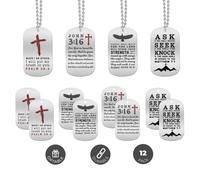 Inkstone Lot de 12 colliers avec plaque d’identité pour chien avec inscriptions - Gros chrétien catholique religieux en vrac pour homme, femme, adolescent