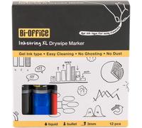 Inkstringxl Marqueur Effaçable À Sec Pour Tableaux Blancs Avec Encre Gel Et Pointe Ronde De 3 Mm-Noir,Rouge Et Bleu,Paquet De 12