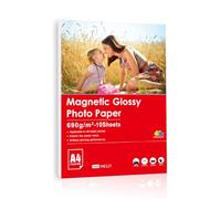 INKUWAY feuilles magnétiques imprimables A4, 10 feuilles de papier photo épais et brillant pour imprimantes à jet d'encre.