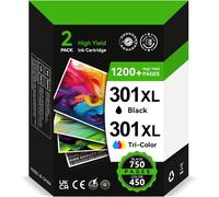 Inkyeah 301 XL Ink Cartridge, 301 Cartridge Replacement for HP 301 Black and Colour, Printer Cartridge 301 for DeskJet 3050 1050 J410 2544 Envy 4500 4504 OfficeJet 2620 4630 4632 4634