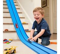 INKZOO Flex Track Pro Kit de démarrage flexible pour enfants de 3 ans et plus, piste de rampe de voiture de course compatible avec Hot Wheels et voitures moulées sous pression de 1/64e - Pistes de