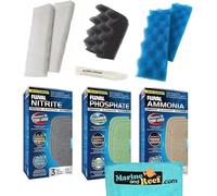 Inland Seas Fluval Lot de 6 médias de rechange pour filtres d'aquarium 106/107 : les trois biomousses, dissolvant d'ammoniac, dissolvant de phosphate et dissolvant de nitrite + serviette et graisse