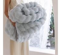 INLANDSIS Couverture en fausse fourrure de lapin, couverture pelucheuse à bulles en peluche, jeté en fausse fourrure de luxe pour canapé, chambre à coucher et salon (bleu, 130 x 160 cm)