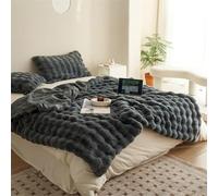 INLANDSIS Couverture en fausse fourrure de lapin, couverture pelucheuse à bulles en peluche, jeté en fausse fourrure de luxe pour canapé, chambre à coucher et salon (gris, 140 x 200 cm)
