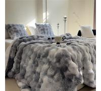 INLANDSIS Couverture en fausse fourrure de lapin, couverture pelucheuse à bulles en peluche, jeté en fausse fourrure de luxe pour canapé, chambre à coucher et salon (gris tie-dye, 130 x 160 cm)