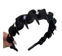 INLANDSIS Serre-tête élégant tressé en forme de U avec dents de requin ondulées en forme de crâne (X56, noir)