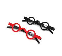 Inlefen Mini lunettes de lecture 2 Pack Charnière à ressort Rétro Ronde Lunettes de lecture Noir rouge 200