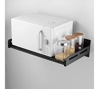 Inless Étagère murale en acier pour micro-ondes, étagère de cuisine lourde, capacité de charge de 50 kg, noir, 30/35/40 cm de profondeur, parfaite pour économiser de l'espace
