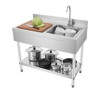 inless Évier de cuisine d'extérieur en acier avec armoire et robinet - 100 x 60 x 80 cm, parfait pour gaz, terrasse, barbecue, polyvalent pour la cuisine en plein air et les solutions de nettoyage