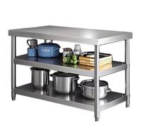 Inless Table de cuisine à 3 étages en acier avec capacité de charge de 200 kg, table de préparation des aliments pour reurants, séries et cafés, 100 x 60 x 80 cm, facile à nettoyer