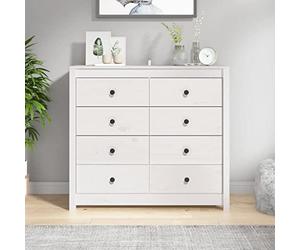 INLIFE Armoire latérale Blanc 100x40x90 cm Bois de pin Massif