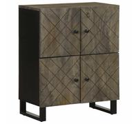 INLIFE Buffet Noir 60x33x75 cm Bois Massif de manguier-4017710