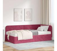 INLIFE Cadre de lit d'angle avec Matelas Bordeaux 90 x 190 cm Velours-3394076